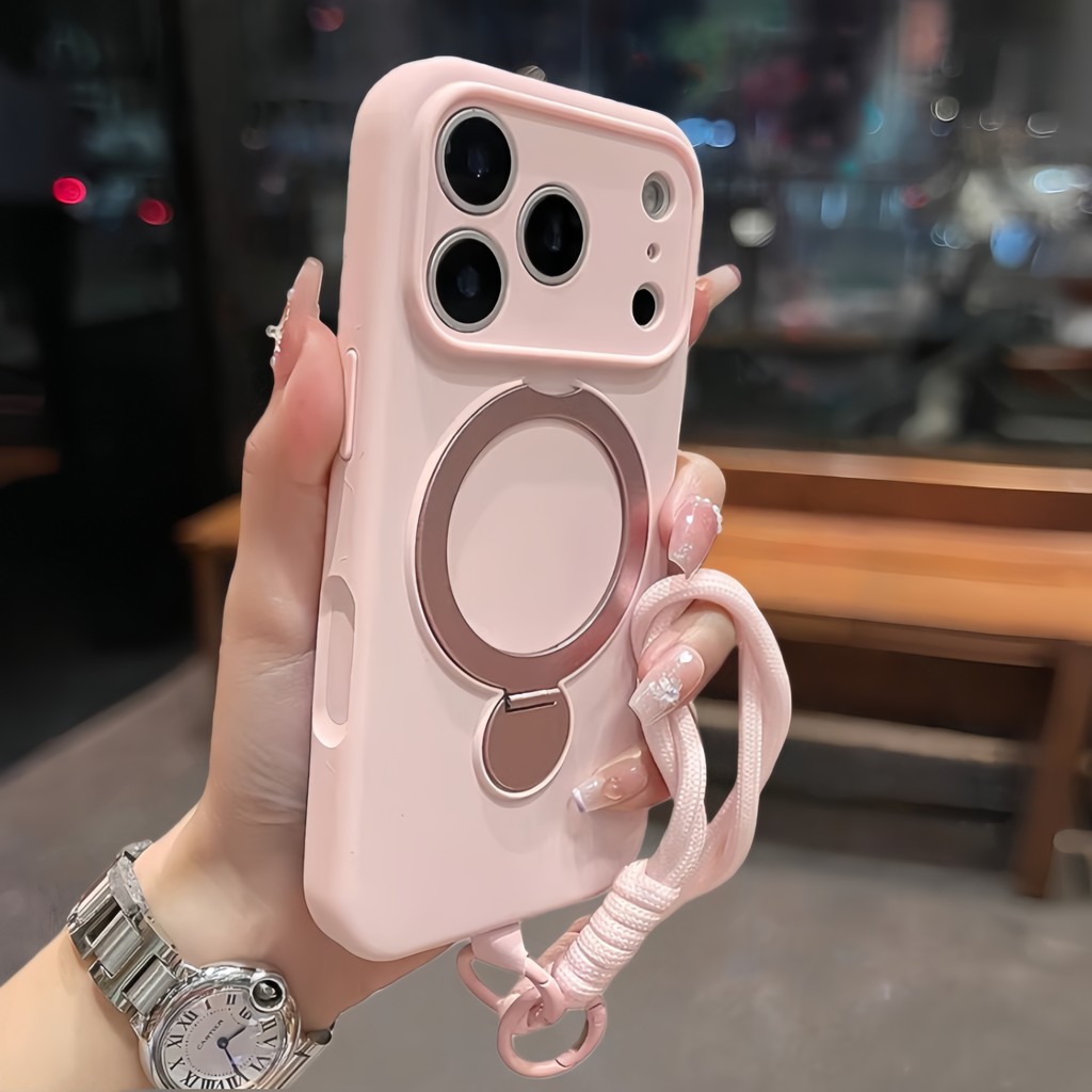 หรูหรา 360° ขาตั้งหมุนได้เคสแม่เหล็กสําหรับ ไอโฟน 17 16 15 14 มือโปร สูงสุด ซิลิโคนเหลว เชือกเส้นเล็ก ฝาครอบกันกระแทก