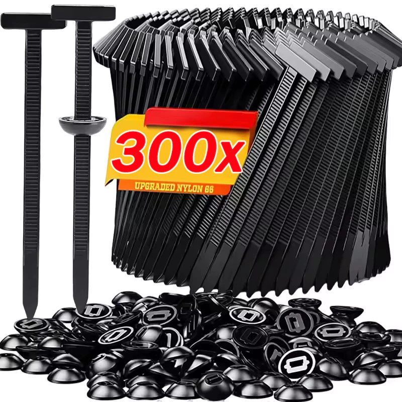 50-300เซ็ตหัวเข็มขัดผูกสายเคเบิลล็อคตัวเอง / สายรัดซิปสําหรับงานหนักพร้อมพิน / สายรัดคงที่พลาสติก
