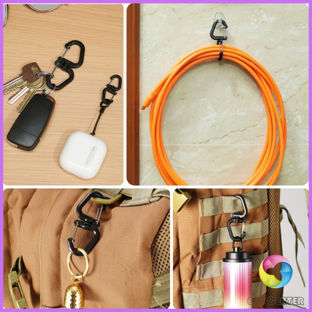 E.C. 1 ชิ้น ตะขอรูปตัว S แบบพลาสติก สามารถหมุนได้ 360 องศา พกพาสะดวก ตะขอเกี่ยวขวดน้ํา ขนาดเล็ก แขวนเป้ Backpack hook - รูปที่ 4