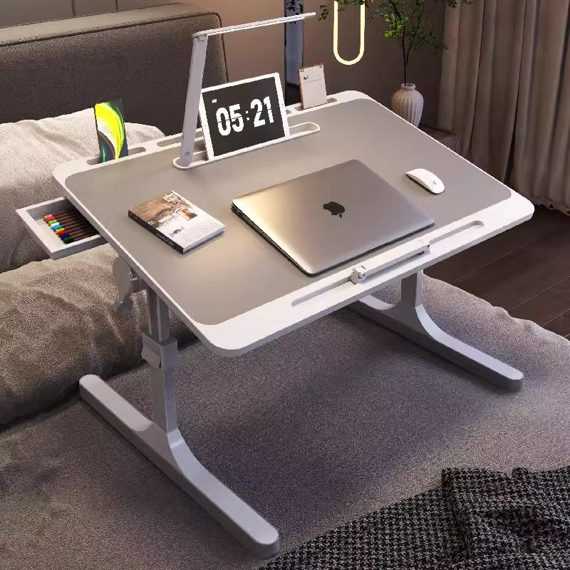 โต๊ะพับได้ปรับระดับพร้อมไฟLEDและพอร์ตชาร์จUSB โต๊ะเตียงนักเรียน โต๊ะเรียน ห้องนอน หน้าต่าง