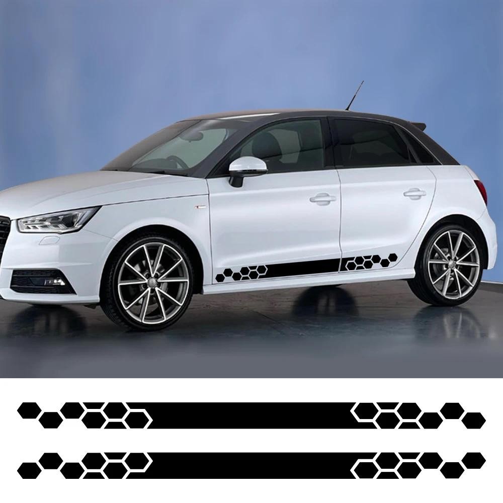 2 ชิ้นด้านข้างกระโปรง Sill Stripe Body Decals สติกเกอร์สําหรับ Audi A1 8X GB GBA Sportback Quattro E
