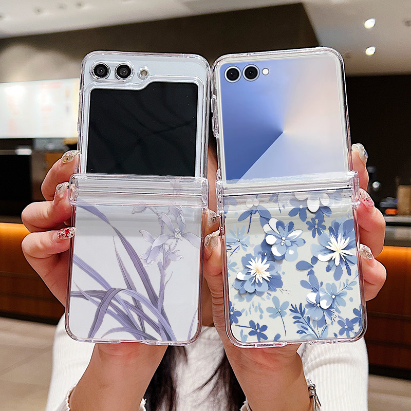 SAMSUNG ดอกไม้ล้างเคสโทรศัพท์สําหรับSamsung Galaxy Z Flip 7 Flip 7FE Flip 6 Flip 5 Flip 4 5Gบานพับพั