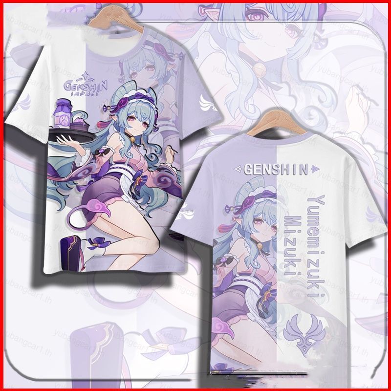 เสื้อยืดอะนิเมะแขนสั้น Genshin Impact Yumemizuki Mizuki ออกแบบเต็มตัว สำหรับฤดูร้อน