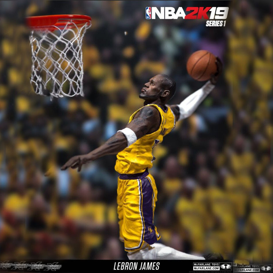 [ดาวบาสเก็ตบอล] McFarlaneand NBA 2K19 James 20th Anniversary Lakers Kobe Basketball Stand Jordan Figure Model Star รูปปั้น Fan Collection ของขวัญสร้างสรรค์