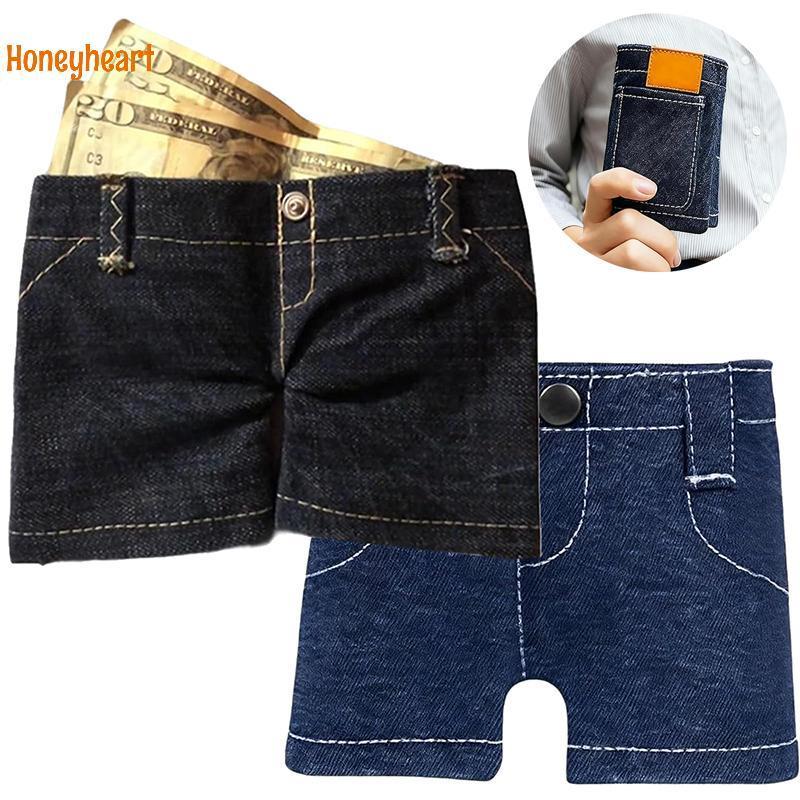 <Honeyheart> Poet Pants Jeans Wallet, Jean Wallet, Cute Folding Denim Coin Purse Small Card Holder, 