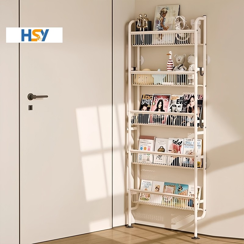 HSY 5 ชั้นแคบชั้นเก็บเจาะฟรีประหยัดพื้นที่ Organizer Mount สําหรับติดผนังห้องครัว