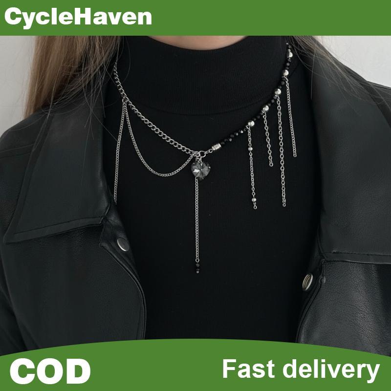 Null Punk Fringe Zircon สร้อยคอจี้รูปหัวใจสําหรับผู้หญิงเรขาคณิต ck คริสตัลสร้อยคอสร้อยคอเครื่องประด