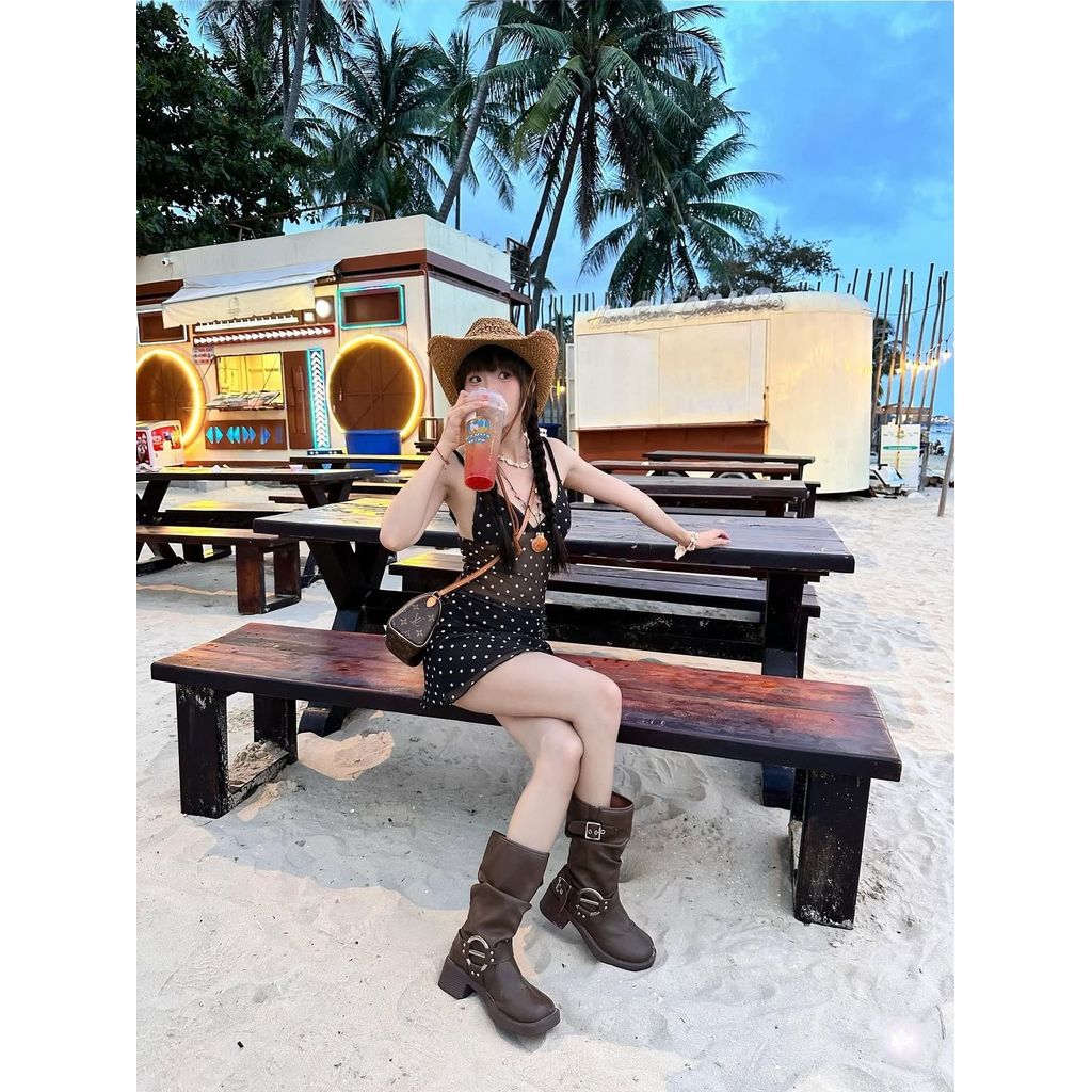 [SUMMER LUV] ชุดว่ายน้ำสองชิ้นลายจุดสีดำ ดีไซน์สวยงามสำหรับฤดูร้อน ราคา ถูกที่สุด ดีลบีเคเค แกลเลอรีภาพที่ 3