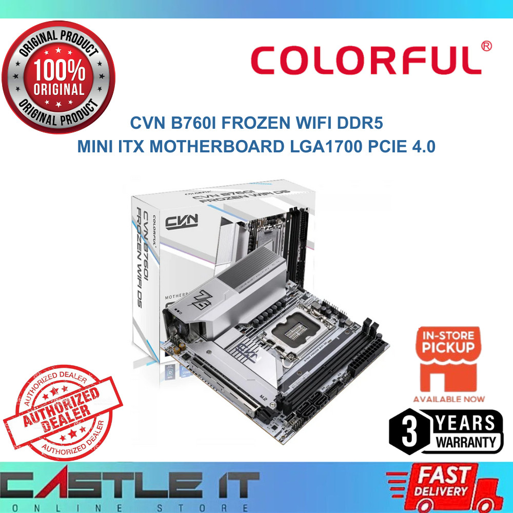 สีสัน CVN B760I Frozen WiFi DDR5 Mini ITX เมนบอร์ด LGA1700 PCIe 4.0