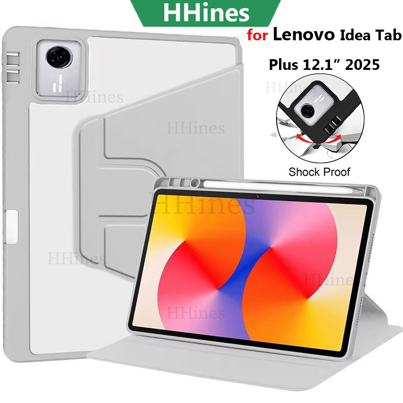 สําหรับ Lenovo Idea Tab Plus 2025 12.1 "TB361FU TB-365FC K12 Xiaoxin Pad 11 TB335FC Pro GT โยคะแท็บ 11.1 นิ้ว P12 12.7 แม่เหล็ก 360° เคสแท็บเล็ตขาตั้งโปร่งใสอะคริลิคหมุนได้