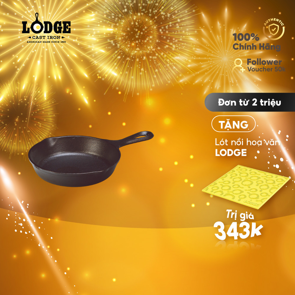 Lodge - กระทะเหล็กหล่อถ่ายเทความร้อนได้ดีสําหรับใช้กับเตาทุกประเภท - 16.51ซม
