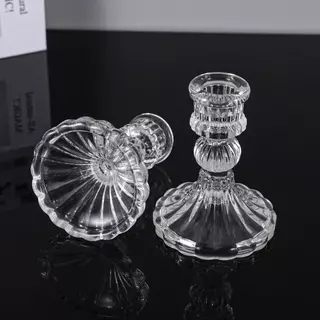 ที่วางเทียน เชิงเทียนแก้ว เนื้อแก้วหนา แก้วเนื้อดี ใช้งานสะดวก Candlestick ตกแต่งวันหยุด
