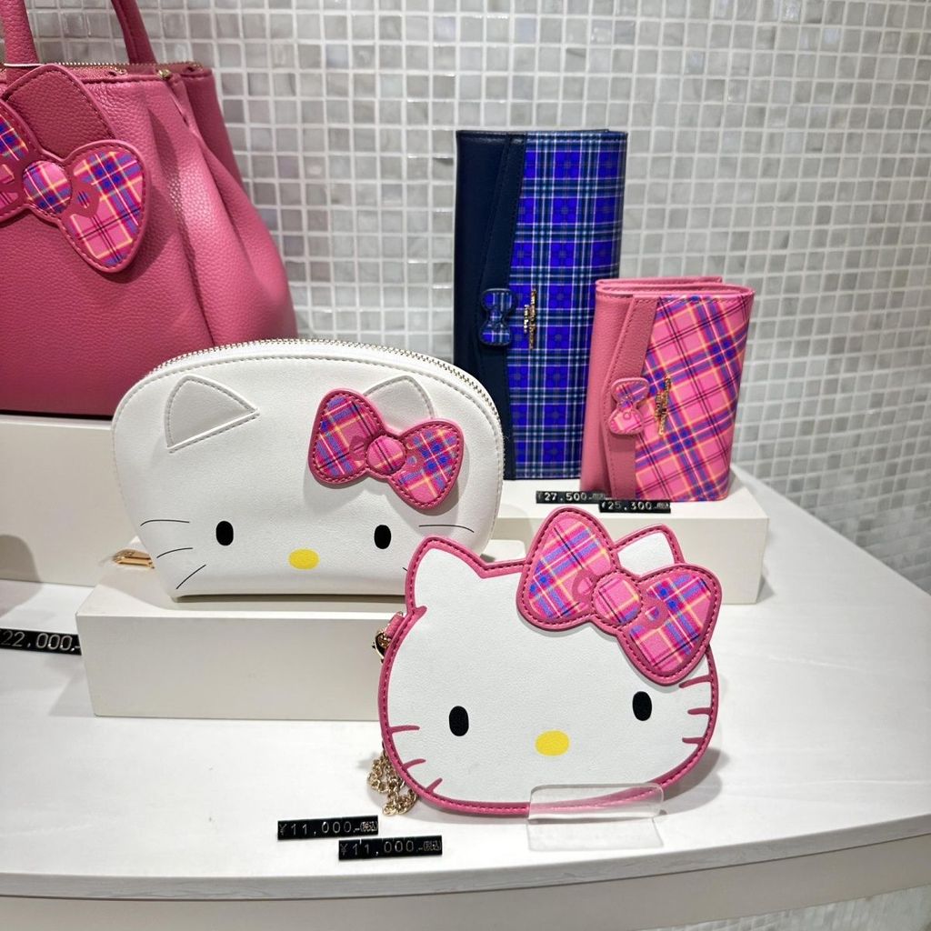 Japanese Single Samantha Joint Sanrio Cute Plaid Hellokitty 50th Anniversary Card Holder Coin Purse