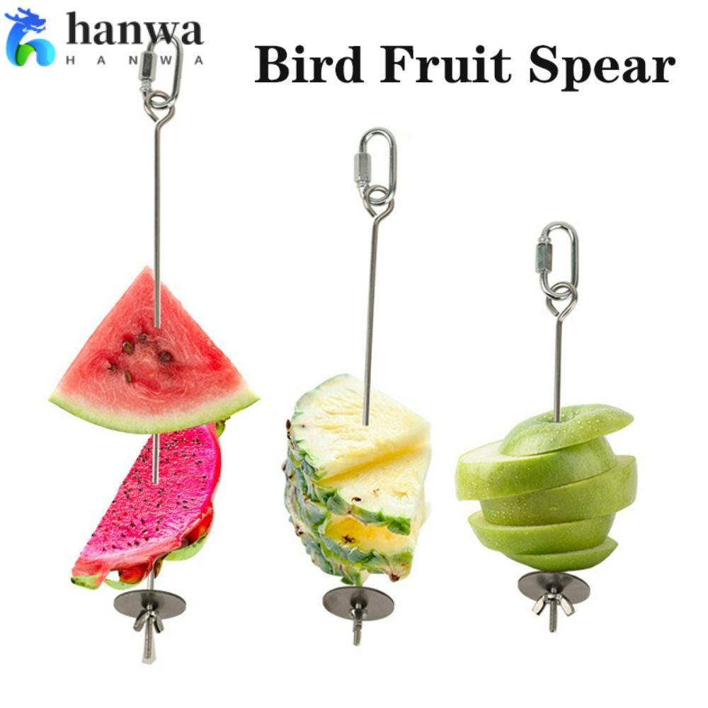 HANWA เครื่องให้อาหารนก, อุปกรณ์กรงนก Arbitrarily Fixed Bird Fruit Spear Hanging Holder, Stable Hanging Typ Stainless Steel Bird Forket Toy Parakeet