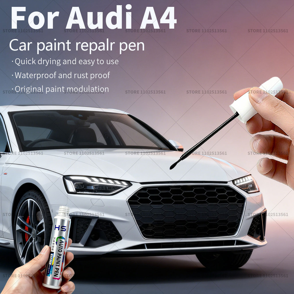 สําหรับ Audi A4 รถซ่อมสีปากกา Touch Up Scratch Remover DIY อุปกรณ์เสริมอัตโนมัติสีขาว LY9C LS9R สีเข
