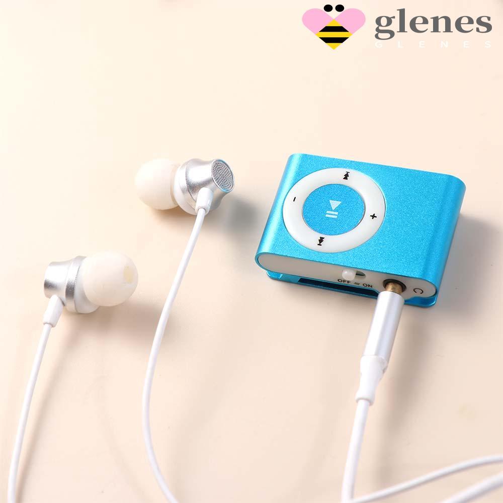 GLENES MP3 Player แฟชั่นแบบพกพา Media Player Walkman โลหะ 3.5 มม.กีฬา MP3