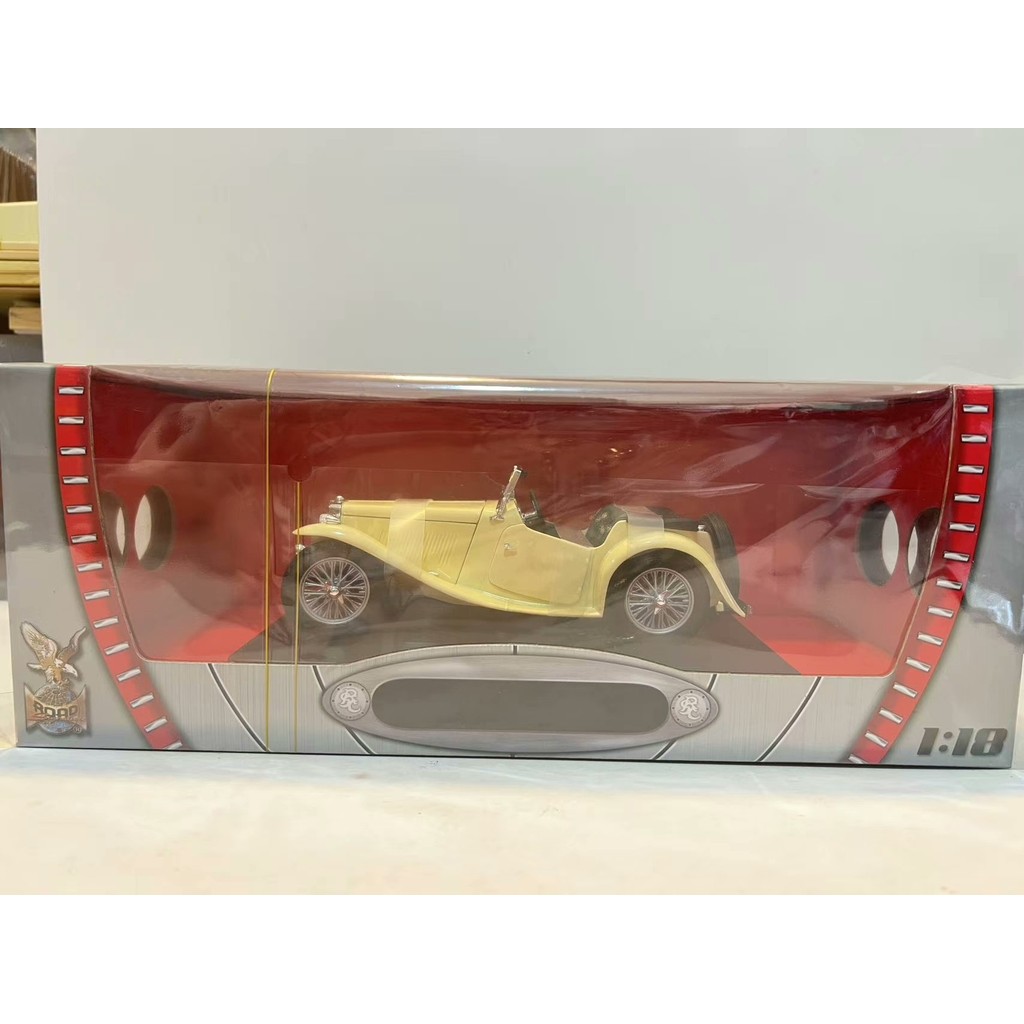 Modelo Auto MG TC Midget 1947 White Model-Road Sign Series-1: 18 Scale พร้อมกล่อง 888 One Set SF จัด