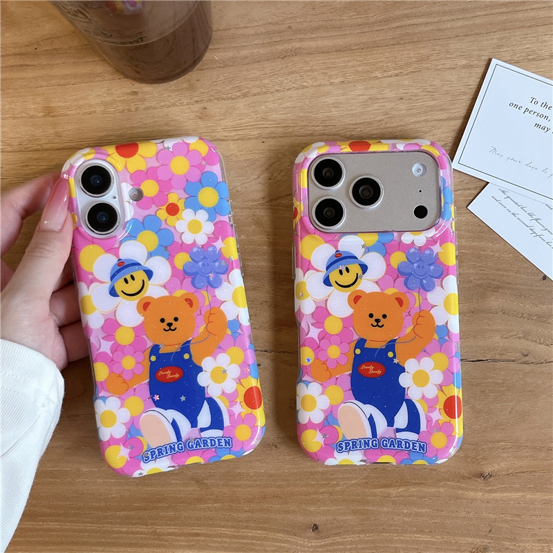 IPhone 17 Pro max เคสโทรศัพท์ TPU ลายหมีทานตะวัน