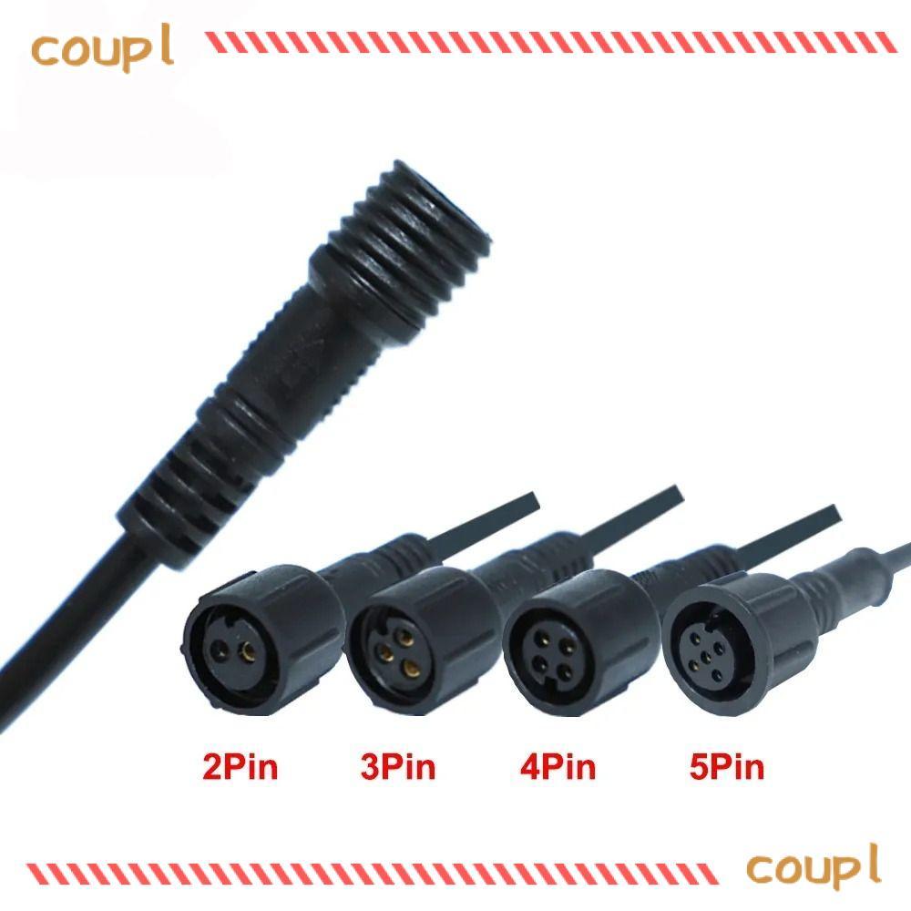 COUPL 2Pin 3Pin 4Pin แจ็ค, 20 ซม.สายสีดําชายหญิง LED Connector, IP67 2Pin 3Pin 4Pin สายไฟกันน้ํา LED