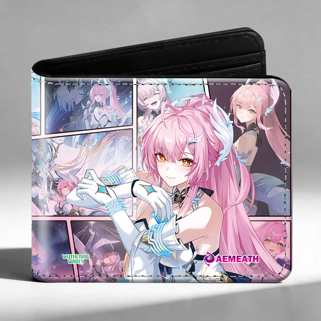 Wuthering Waves - Aemeath Shorekeeper กระเป๋าสตางค์สั้น Animation PU หนังพับ Cartoon PU Short Wallet, Anime Folding Purse