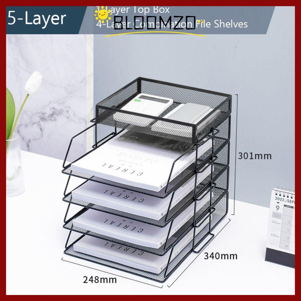BLOOMZO ชั้นวางแฟ้ม, การจัดการเอกสาร Super ความจุชั้นเก็บไฟล์, Minimalism ที่ถอดออกได้ Stackable A4 กระดาษจัดเก็บ Desktop Organizer Home
