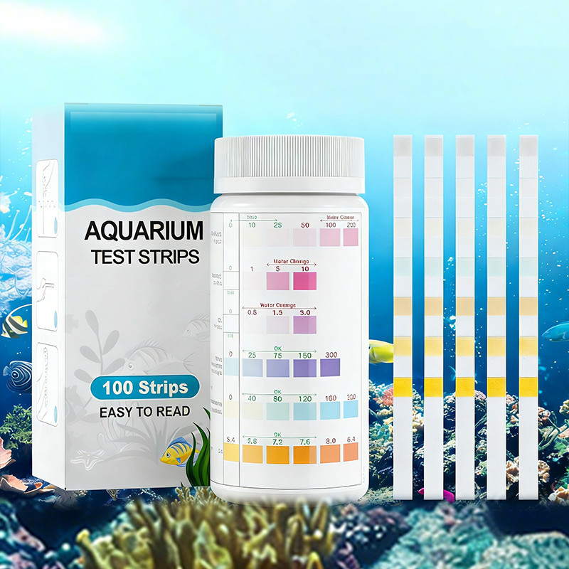 6in1 Test Strips ตรวจค่าน้ำตู้ปลา วัดค่า pH คลอรีน NO2 NO3 100แผ่น