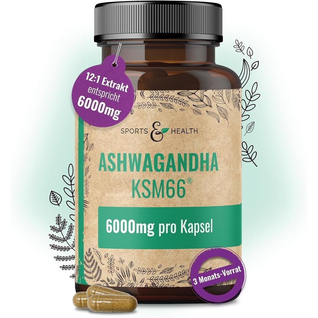 Ashwagandha K66 Capsules  Ultra High Dose 6000mg ต่อแคปซูล  สารสกัดบริสุทธิ์โดยไม่ต้องเติมสาร  แคปซู