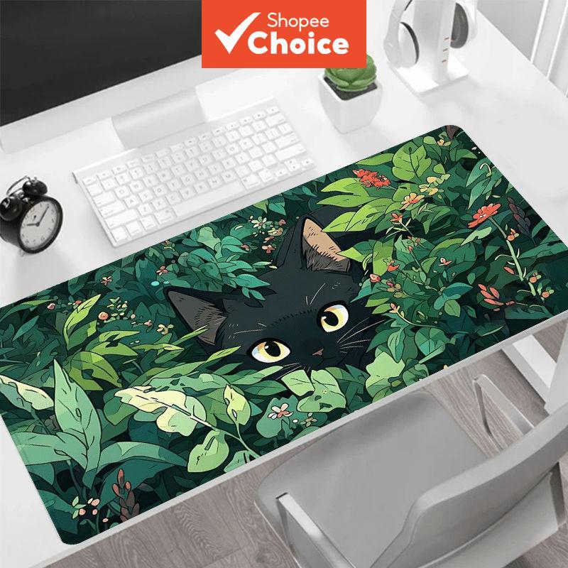 แผ่นรองเมาส์เกมมิ่งขนาดใหญ่ลายแมวสีดําป่าวิเศษ ขอบเย็บกันลื่น ลายพืชสีเขียว ขนาด 89.92 x 39.88 ซม. เหมาะสําหรับการใช้งานในออฟฟิศและที่บ้าน ราคาถูก Shopee Lazada