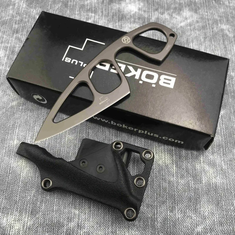 Boker สร้อยคอ EDC มีดมีดสั้นขนาดเล็ก440C ที่จับเหล็กพร้อมปลอกเอบีเอสกลางแจ้งมีดขนาดเล็กเพื่อความอยู่รอด 12.8cm