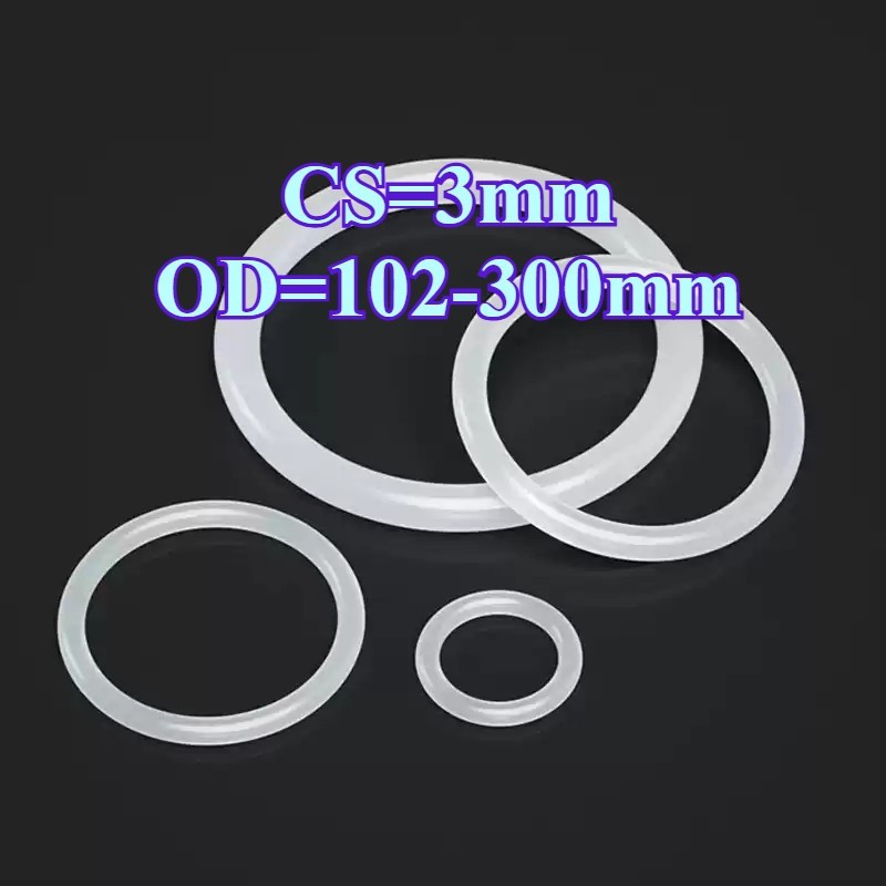 O-ring ปะเก็น CS3 มม.* OD102-300 มม.O-แหวนซิลิโคนสีขาวซีลเกรดอาหารซีลกันน้ําแหวนยางปะเก็นยืดหยุ่น GH