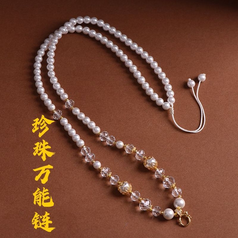 Now Thailand Amulet Chain Pearl Chain Universal Buckle Necklace Thangka Gold Halter All-Match Long W
