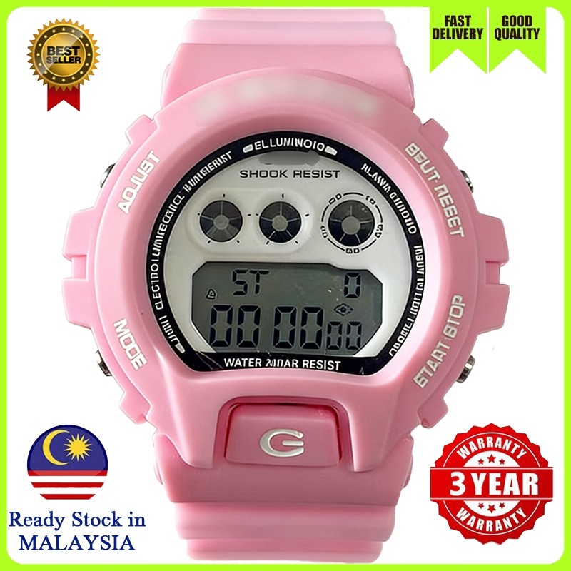 [มาเลเซียรับประกัน 3 ปี] G-Shock POLICE EVO BLACK OUT Digital Sport DW-6900BB-1 ผู้ชายผู้หญิงนาฬิกา 