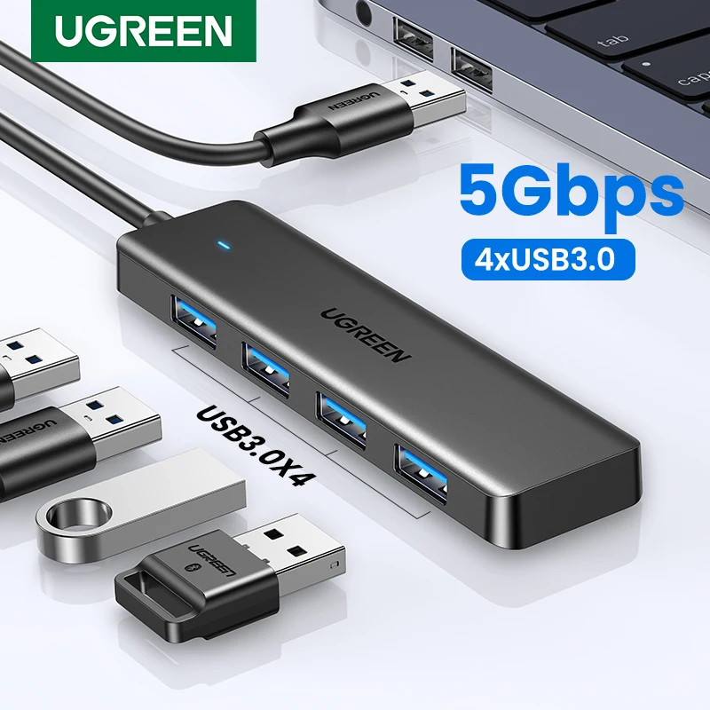 UGREEN USB Hub 4 พอร์ต Splitter USB 3.0 ถึง 4 USB HUB Slim สําหรับ MacBook แล็ปท็อปเดสก์ท็อป PC PS5