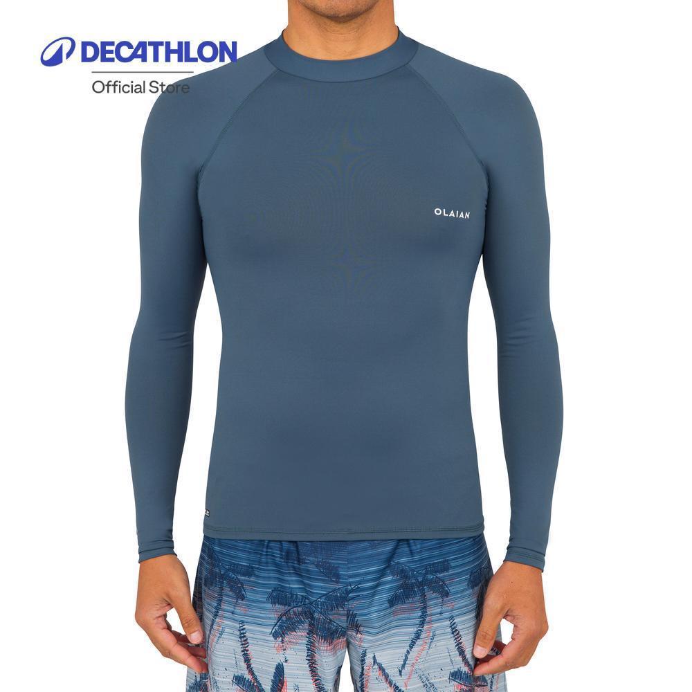 Decathlon Men'S Surfing Long-Sleeved UV-Protection Top T-Shirt เสื้อโต้คลื่นผู้ชายแขนยาวป้องกันรังสียูวี รุ่น 100 - Grey