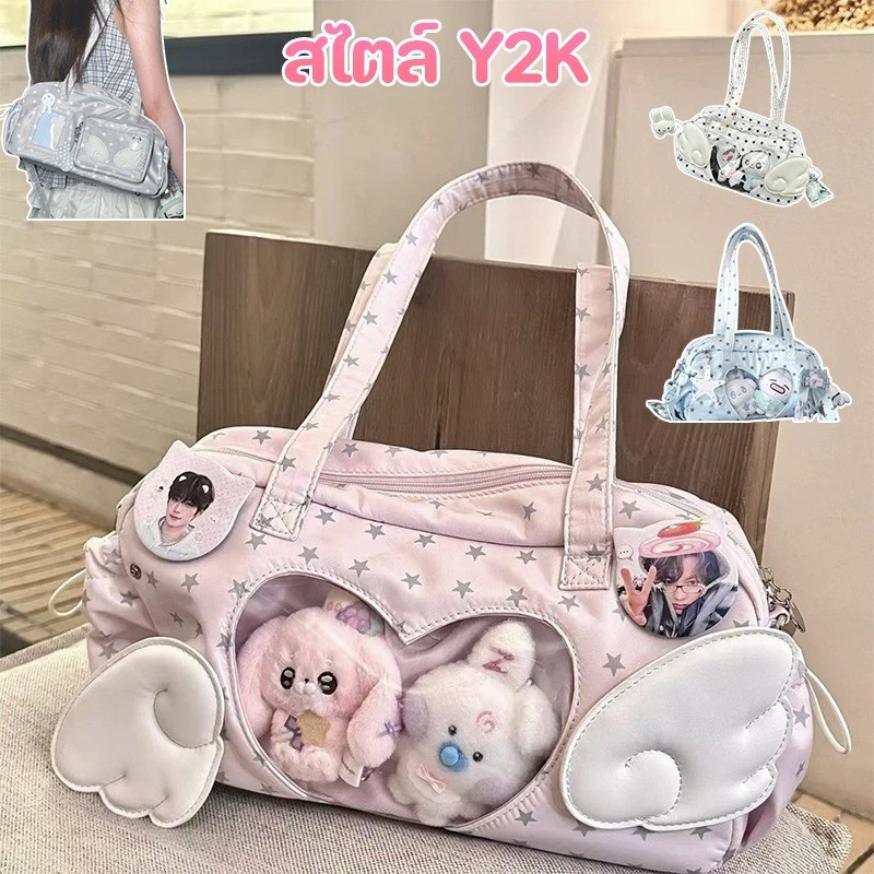 COD กระเป๋าคอนเสิร์ต ความจุสูง อนิเมะ แพคเกจ Angel Pain y2k แสงอาบีลม พิมพ์ดาว กระเป๋าโลลิต้าพิมพ์ลายดาว