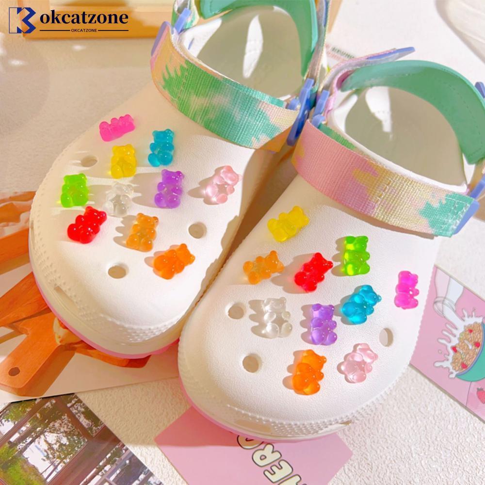 OKCATZONE 10/18/20 ชิ้น Candy Bears รองเท้า Charms DIY ผู้หญิง Charms Designer Hole คลิปรองเท้า Char