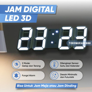 JAM DINDING DIGITAL LED/JAM MEJA-ALARM-SUHU/JAM 3D BESAR MODERN