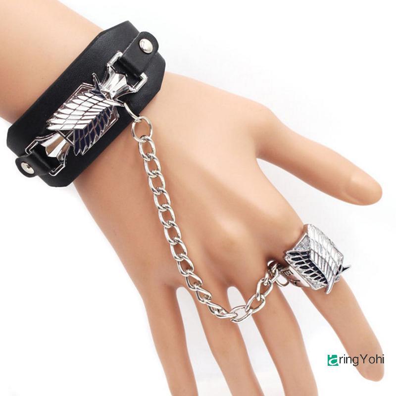 AringYohi] Amine ATTACK ON TITAN คอสเพลย์ Props สร้อยข้อมือ + แหวนนิ้ว แฟนคอลเลกชันใหม่