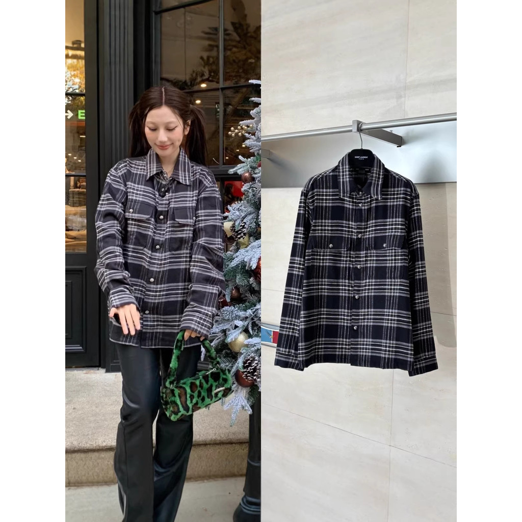 M7OU Chrome Hearts New style Chrome Hearts flannel plaid collared shirt trendy