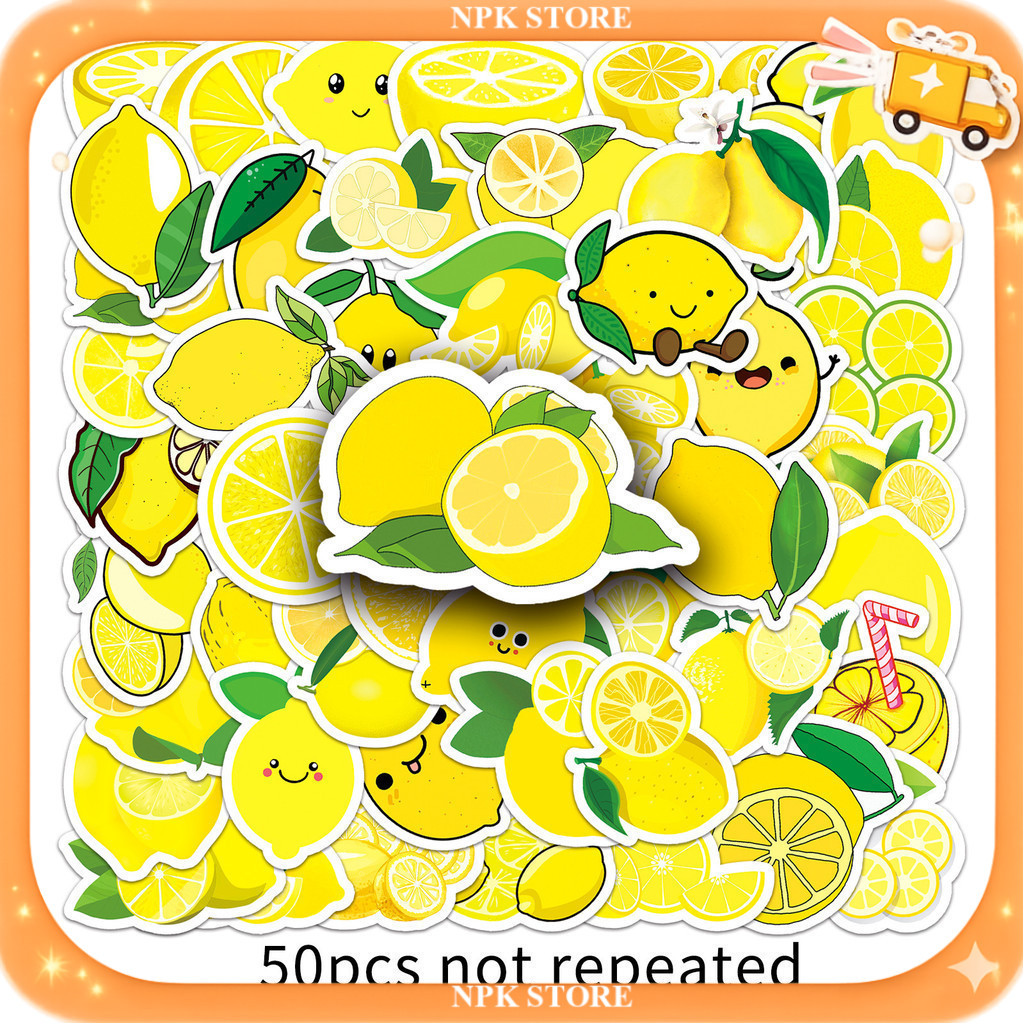🔥🇹🇭พร้อมส่ง🇹🇭🔥 50ชิ้น สติกเกอร์ ผลไม้มะนาว เลม่อน โทนเหลือง Lemon Lime Fruit Yellow Tone Sticker
