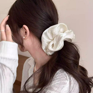 ยางรัดผมแบบตาข่าย สีพื้นเรียบหรู ประกายมุก เหมาะสำหรับทรงผมมวย เรียบง่าย มีสไตล์