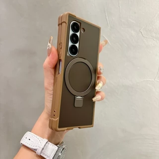 SAMSUNG เคสแม่เหล็กป้องกันมุมสี่มุม สําหรับ Galaxy Z Fold 7/6/5/4 พร้อมที่วางแหวนโลหะ