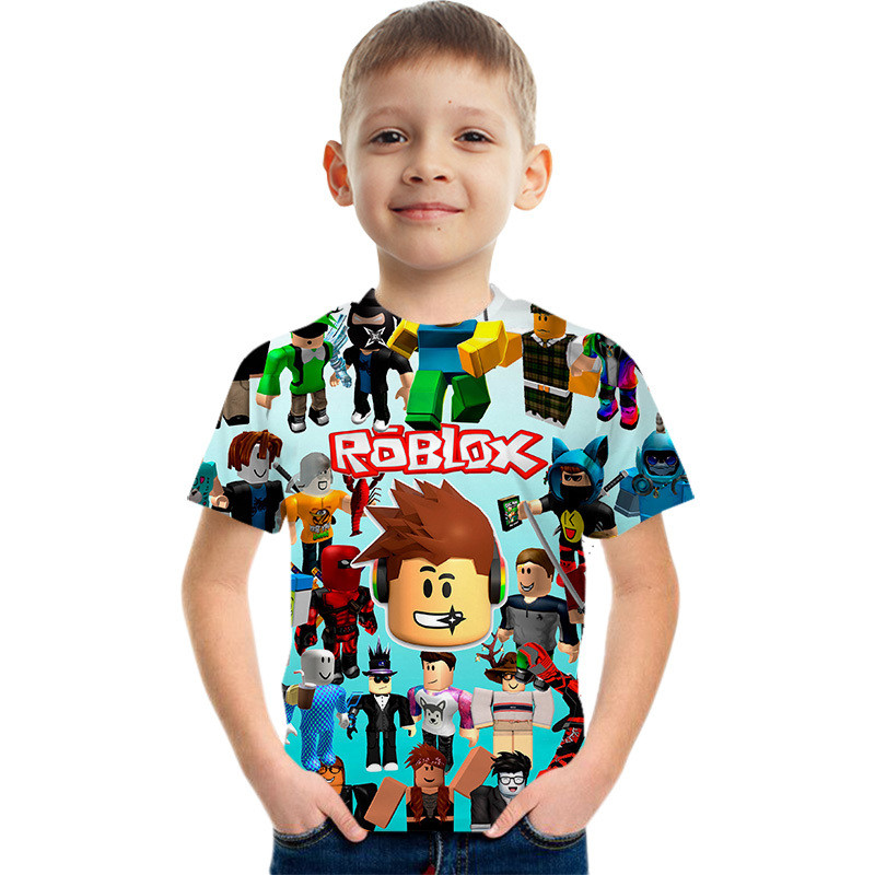 ROBLOX Virtual World พิมพ์ Boy เสื้อยืดการ์ตูนเกม Party Play เสื้อเด็ก