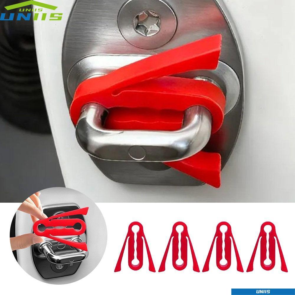 UNIIS 4 ชิ้นรถประตูล็อค Sound Deadener บัฟเฟอร์, Shock Absorption Soundproofing ประตูฝาครอบล็อค,ทนทานเสียงลดซีลซิลิโคนรถประตูล็อคสําหรับQuieter ปิด