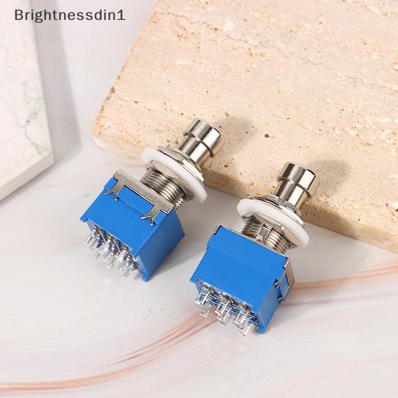 [Brightnessdin] 1 PC 3PDT 9 Pin เอฟเฟกต์กีตาร์ Stomp Switch กีตาร์สวิตช์เท้า Latching Push Button Sw
