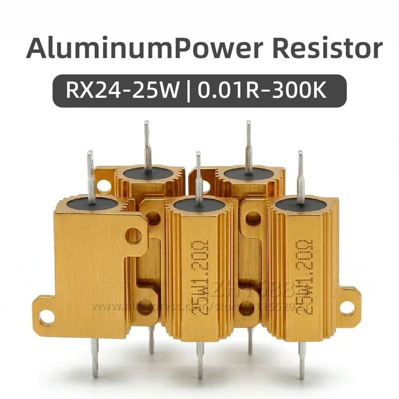 RX24-25W อลูมิเนียมโลหะกรณี Wirewound Resistor 15R 18R 20R 22R 24R 25R 27R 30R 33R 39R 40R 47R 50R 5