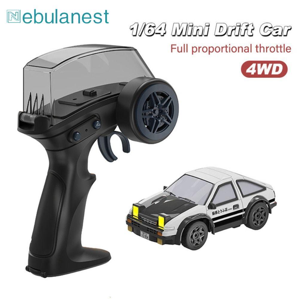 NEBULANES RC Drift Car, พลาสติก 1/64 MINI AE86 RC Stunt Car, Racing Sports Black & White รถยนต์ไฟฟ้า