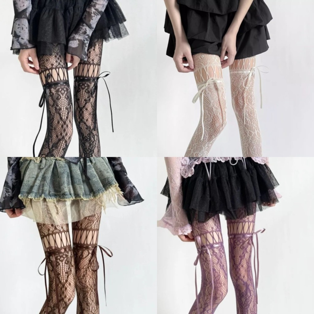 ถักตาข่ายลายJacquard สำหรับคนชอบแฟชั่นpunk gothicและยุคY2K แบบเซ็กซี่และโปร่ง