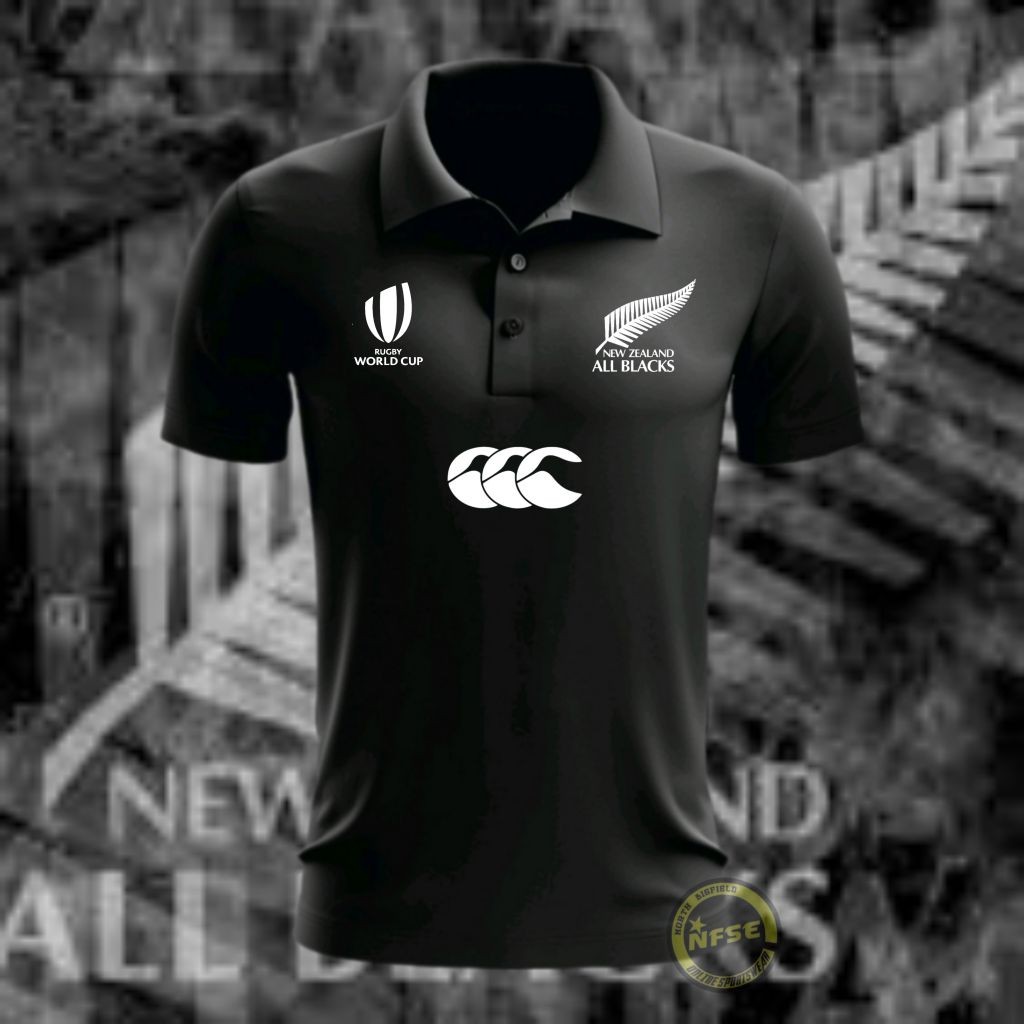 แฟชั่นสุดฮอต Baju ALL BLACKS RUGBY Cotton Rugby All Blacks Short Sleeves Polo