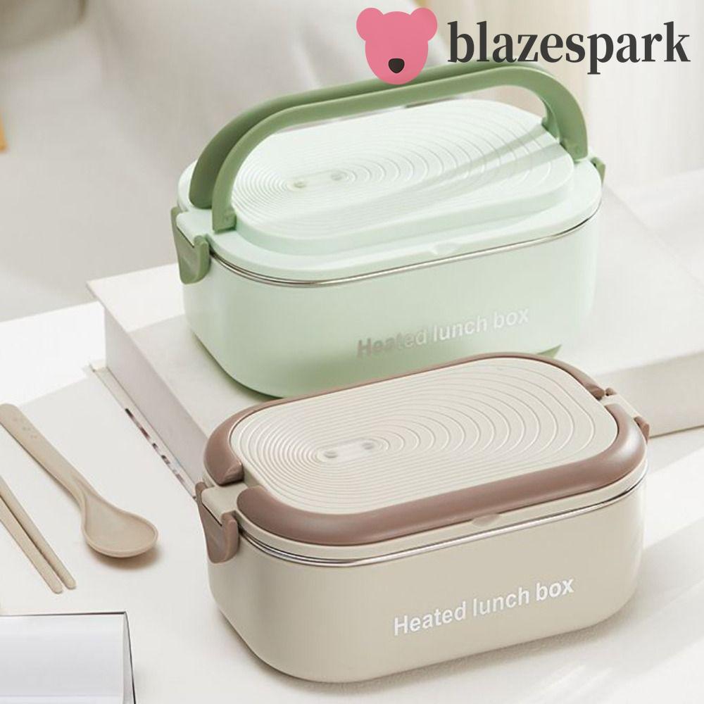BLAZESPARK กล่องอาหารกลางวันอุ่นไฟฟ้า สแตนเลส 1.2L อุณหภูมิคงที่ ปลั๊ก UK/EU/US ทนทาน ภาชนะสํานักงาน